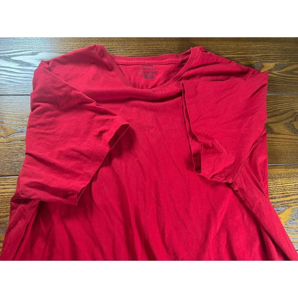 Polo Ralph Lauren Men's Red Cotton Knit Crew Neck Logo T-Shirt Short Sleeve XXL